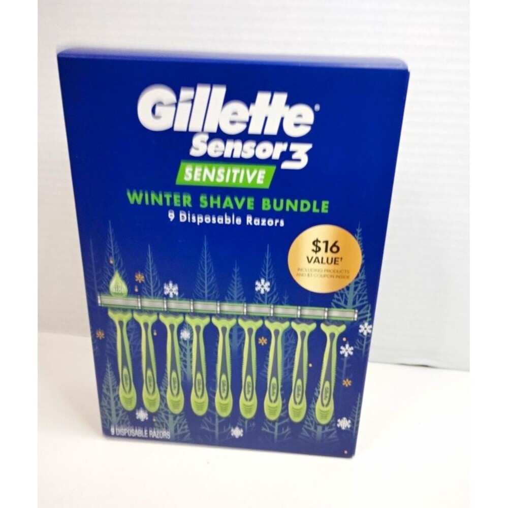 Gillette Sensor3 Sensitive Disposable Razors 3 Blades Pivoting Head 9 Count